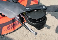 The T30 has six rotors. The new model has four rotors and an extra 10 litres of product. However, the big difference is the new controller, which can automatically find the optimal altitude, speed and chemical flow.  |  Ron Lyseng photo
