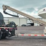 The 2,500 gallon Land Skid is designed to travel on any semi tractor fifth wheel. The integral hitch lets the driver pull along a tender for fertilizer. | Agassiz Sales photo