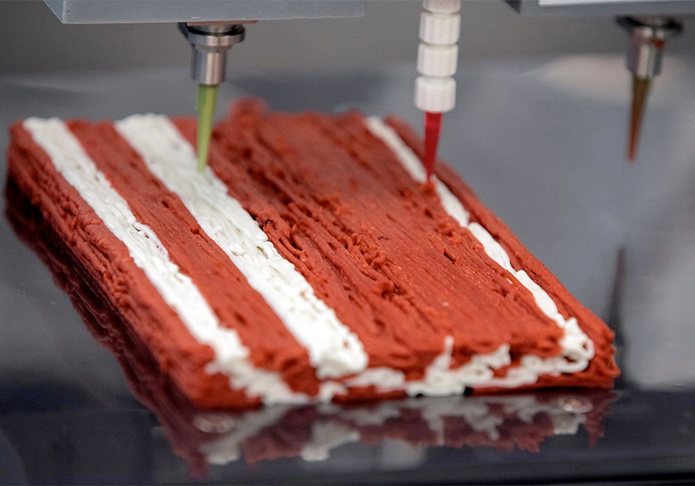 The start-up, which raised $170 million in a series A financing round this year, operates large-scale meat printers at its Rehovot headquarters south of Tel Aviv and a new factory in the Netherlands, hoping to establish its products as an alternative to conventionally produced meat. | Screencap via redefinemeat.com