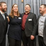 Canada's Outstanding Young Farmers for 2022 from the left are Cody Straza and Allison Squires of Upland Organics, an organic cattle operation at Wood Mountain, Sask. Brothers Guillaume and Etienne Lessard from St. Honore-de-Shenley, Quebec operate Ferme Holdream, a dairy, organic pig and maple syrup operation. | William DeKay photo