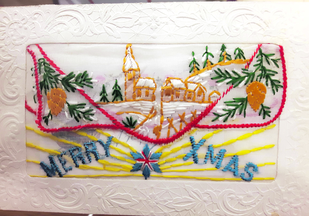 An embroidered card from the First World War. | Sheri Hathaway photo