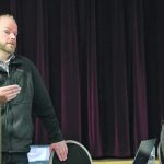 Accountants Michael Wetsch and Cassidy Bogstie talk farm planning and farm succession during a farm succession workshop in Strome, Alta., hosted by Flagstaff County. | Mary MacArthur photo