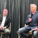 Pat Fiacco and Neil Dobson of Carbon RX talked about their company’s work with Indigenous people during the recent Canadian Western Agribition in Regina. | Jenelle Lippai photo