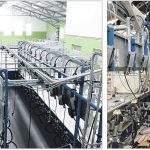 A milking parlour on Yuriy Vovchenko’s farm before the war and after being destroyed by Russian invaders. | Ihor Pavliuk photos