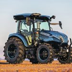 The T4 Electric Power tractor has an electric engine powered by a 75 kilowatt battery and is suited for livestock operations, including loader work, municipality, and orchard applications. | CNH photo