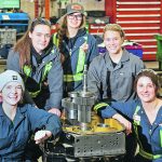 Courtney Wilkins, left, Gabrielle Lavoie, Tanis Wickstrom, Kelsey Zerr and Shania Krupa are apprentices in the agriculture technician program at Saskatchewan Polytechnic in Saskatoon. | William DeKay photo