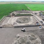 Roller compressed concrete flooring is installed at Kolk Farms Ltd. near Iron Springs, Alta. | Alberta Agriculture photo