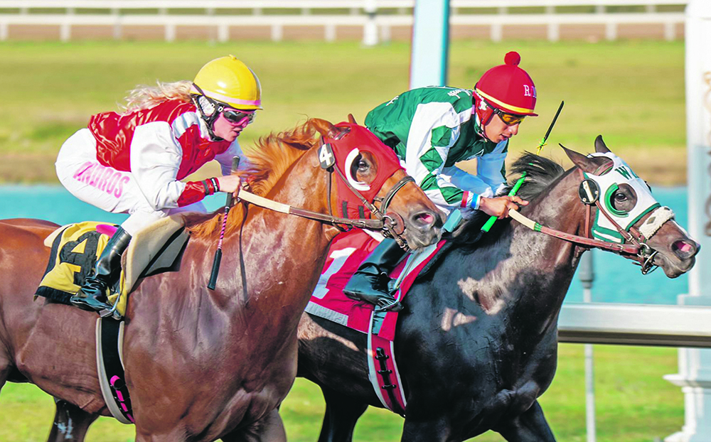 Corinne Andros, left, who graduated from the Olds College Professional Racetrack Exercise Rider Program in 2011, has since enjoyed a career as a jockey at racetracks ranging from Canada and the United States to Morocco and Poland. She is currently an instructor at the college.  |  Photo courtesy of Corinne Andros