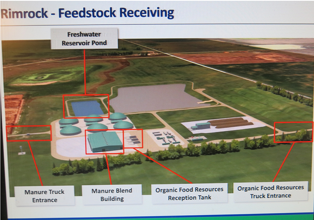 The development has sparked fears it will harm property values because of foul odours and increased traffic, said Delilah Miller, reeve of Foothills County. Many concerns were due to a persistent bad smell last summer from the Rimrock Feeders feedlot, which will be supplying manure for the project, she said. | Rimrock Renewables Ltd. image