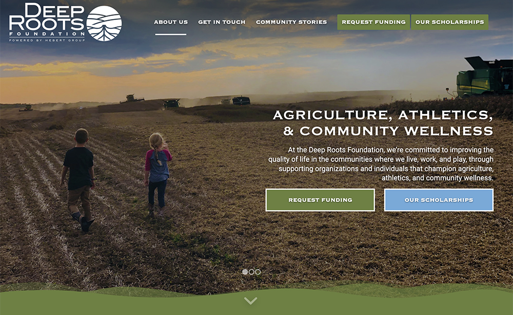 The Hebert Group's Deep Roots Foundation has three priority areas including agriculture, athletics and community wellness. | Screencap via deeprootsfoundation.ca