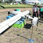 The Precision AI fixed-wing drone, seen here at the 2022 Ag In Motion farm show, is capable of spraying individual weeds within a crop canopy. The company is one of eight selected by John Deere for its 2023 Startup Collaborators program. | File photo