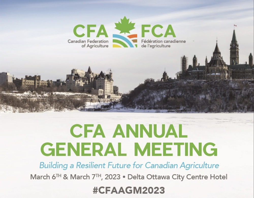 Tomorrow's agenda will focus on resolutions from the member organizations that have come to the national table, a panel on challenges and opportunities and another on innovation and resilience in agriculture. | Screencap via cfa-fca.ca
