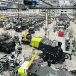 From nearly 800 h.p. to 70, a Lexion to a Dominator or even a tiny Tiger, Claas staff in Harsewinkel, Germany, build each combine on the same production line. About 25 combines leave the plant each day. | Mike Raine photo