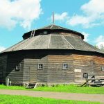 The Henderson round barn is now located in Fort Edmonton Park in Edmonton. | Flickr photo