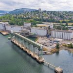 An aerial photo of Viterra's Cascadia terminal in Vancouver.