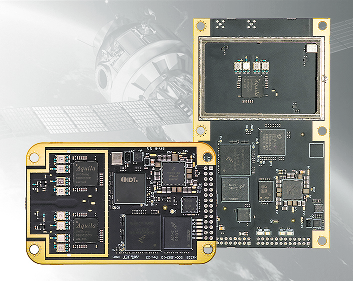 A close-up of two circuit boards.