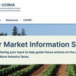 Screencap of the Canadian Agricultural Human Resources Council's (CAHRC) webpage with a "Labour Market Information Survey" box in the middle of the screen.
