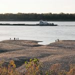 A photo of the Mississippi River from last fall showing how low the water level was due to drought.
