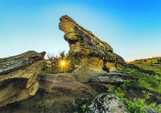 A sandstone formation near Roche Percee in southeastern Saskatchewan.