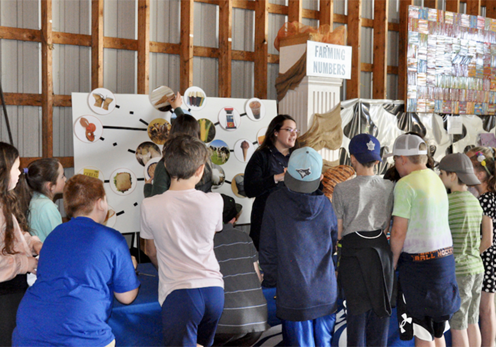 Kids gather round to listen to a presenter speak about some aspect of agriculture during the "Bite of Brant" event held yearly in Ontario.