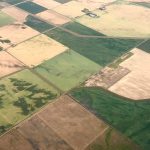 Aerial view of the patchwork of prairie crops.