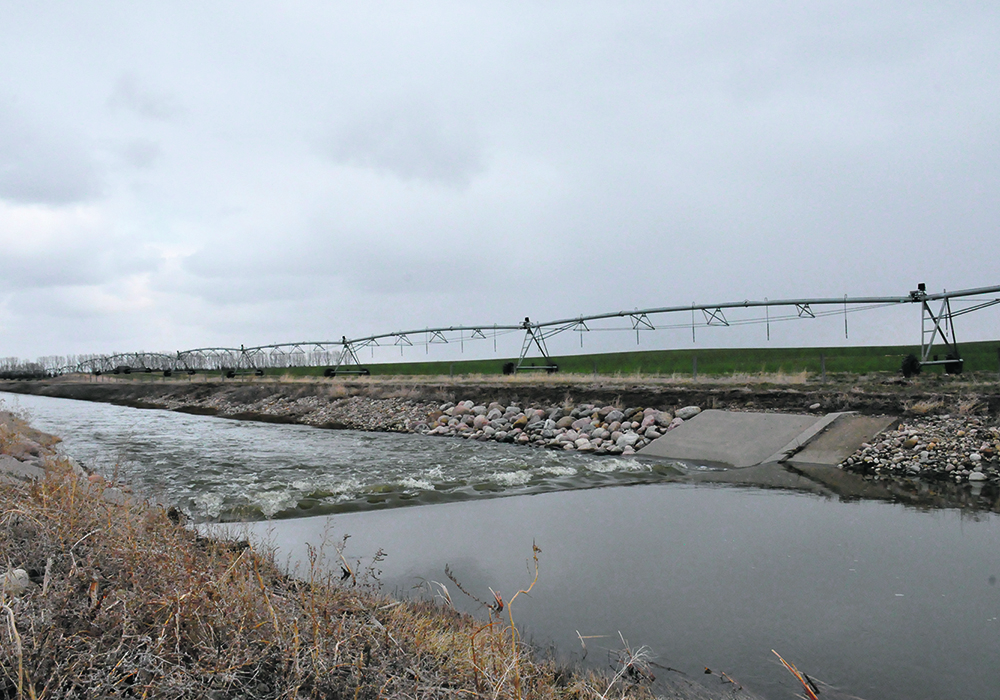 Water flows through one of Alberta’s St. Mary River Irrigation District canals in April.