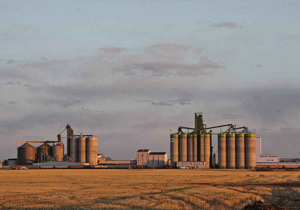 A canola crushing plant at Clavet, Saskatchewan.