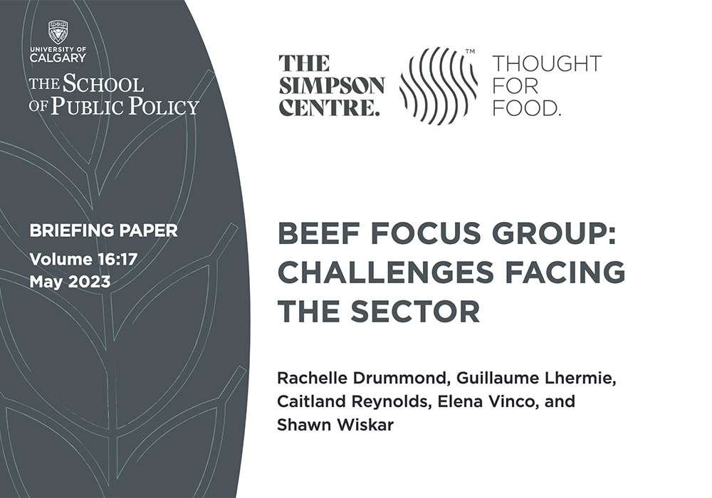 The cover of a paer entitled, "Beef Focus Group: Challenges facing the Sector."