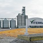 A shot of the Viterra inland grain facility in Lethbridge, Alta., with the "Viterra" sign in the foreground.
