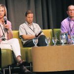 Nancy Tout, left, chief scientific officer for the University of Saskatchewan’s Global Institute for Food Security, Dalin Bullock, dean of Olds College’s School of Life Science and Business, and Sean McGrath of Ranching Systems Ltd. participated in a panel discussion during Results Driven Agriculture Research’s Round-Up conference in Calgary. | Doug Ferguson photo
