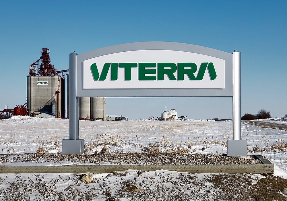 The Viterra inland terminal sign at Raymore, Sask.
