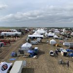 The Ag in Motion farm show site viewed from atop an AGI grain bin.