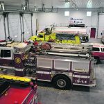 Dinsmore and District Fire Protection’s fleet of fire and rescue trucks are ready for a call July 20. | Braedyn Wozniak photo