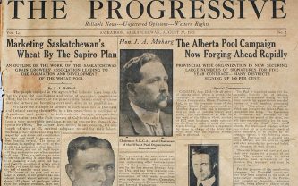 A photo of the cover of the first The Progressive newspaper from August 27, 1923.