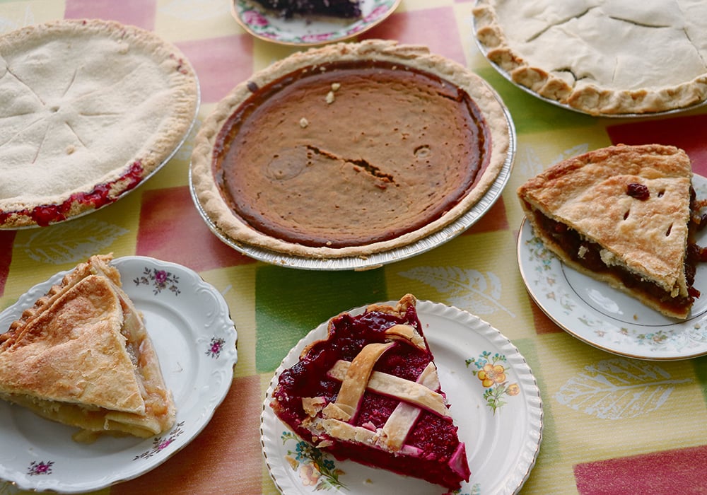 A large variety of pies were a must when feeding a group of hungry harvesters. Thanks to the pie bakers at the Rosetown and District Museum Tea House for this selection of delicious pies. | Betty Ann Deobald photo