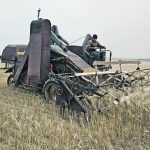 A restored 1947 Cockshutt combine.
