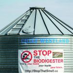 Signs like this near High River, Alta., reflect the concern that some residents have for plans to build a large biodigester at a neighbouring feedlot. | Mike Sturk photo