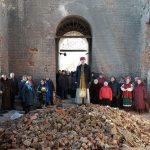 A service in the interior of the damaged church. Local farmers are helping in its restoration. | Ihor Pavliuk photo