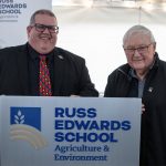 At a ceremony held in late September, the college gave its school of agriculture a new identity. It’s now known as the Russ Edwards School of Agriculture and Environment. | Screencap via twitter.com/@accmb