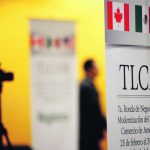 A North American Free Trade Agreement banner hangs inside a hotel during the seventh round of NAFTA talks involving the United States, Mexico and Canada in Mexico City, March 2, 2018. A former trade negotiator says the U.S. has signed only one more trade agreement — with South Korea — since those negotiations culiminated in the United States-Mexico-Canada Agreement. | Reuters/Edgard Garrido photo