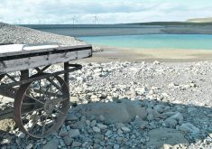The boat launch at Windy Point on the eastern edge of the Oldman Dam reservoir near Pincher Creek, Alta., has been high and dry for most of the summer. A low spring runoff coupled with little rainfall and hot, dry conditions have lowered water levels in the dam to drastic levels. This photo was taken Sept. 24.  |  Barb Glen photo