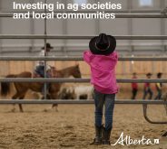 Agricultural societies own or operate more than 900 facilities across Alberta, including community halls, ice rinks, grandstands and riding arenas, said agriculture minister RJ Sigurdson. | Screencap via twitter.com/@AlbertaAg