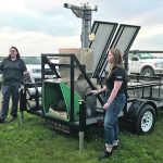University of Guelph associate professor Dr. Katie Wood, left, and master’s student Katie Kroeze are on the Beef at Guelph research team that uses the GreenFeed pasture-based enteric methane monitoring equipment. | Stew Slater photo