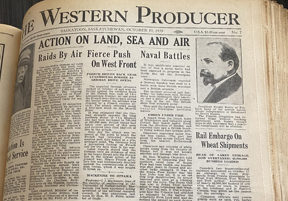 Even the agricultural news had a wartime flavour in the 30s. | Bruce Dyck photo