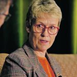 Danish organic dairy farmer Lone Anderson speaks during a panel discussion on sustainability and innovation at the North American European Union conference in Charlottetown, P.E.I. | NAEU photo