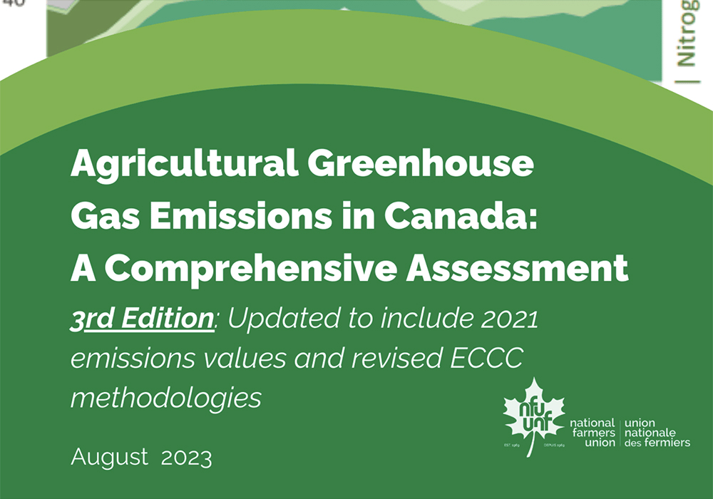 The report by National Farmers Union policy assistant John Mills found emissions were 11.1 million tonnes per year in 1990 and 22 million tonnes in 2021. | Screencap via NFU.ca