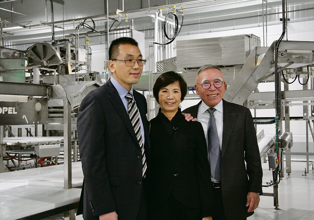 Allan, left, Julia and Donald Leung of Donald’s Fine Foods attended the opening of the North 49 Foods plant in Moose Jaw, Sask., last week. |  Karen Briere photo