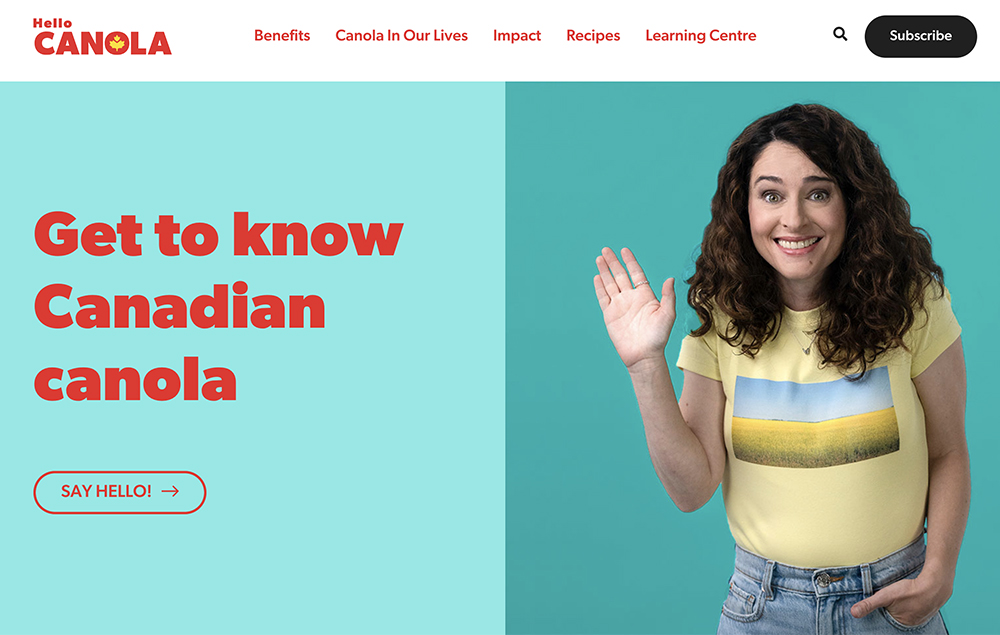 The campaign features social media videos with an actor personifying canola. It asks residents of downtown Toronto what they know about canola, its benefits and effects on the national economy. | Screencap via hellocanola.ca