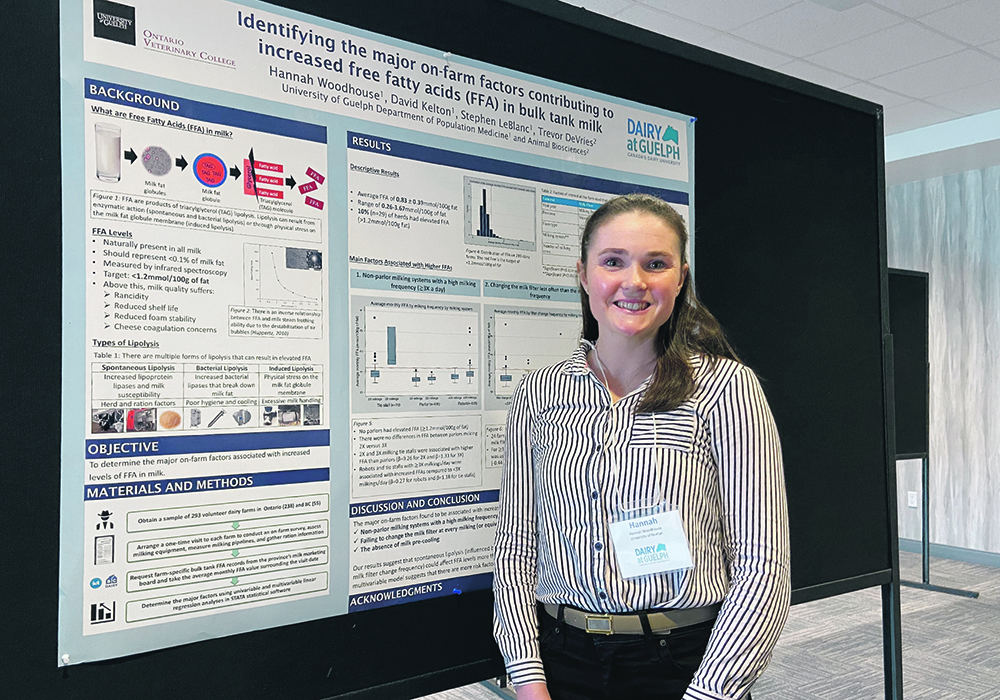 Hannah Woodhouse recently won the top student poster award at the International Dairy Federation’s meeting in Chicago. Her work looks at free fatty acids in milk.  |  John Greig photo