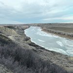 The South Saskatchewan River is currently at its second lowest level in the past 23 years, as seen in early December 2023. | Alex McCuaig photo